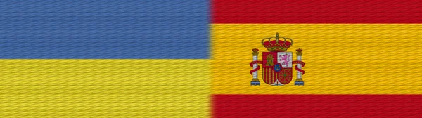 España Ucrania Tela Textura Bandera Ilustración —  Fotos de Stock