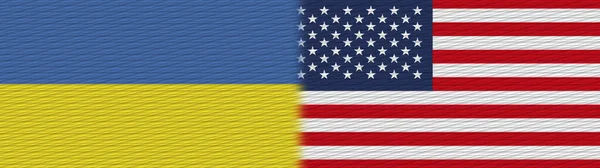 United States America Ukraine Fabric Texture Flag Illustration — стокове фото
