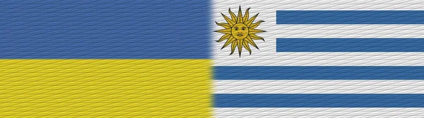 Uruguay Oekraïne Fabric Texture Flag Illustratie — Stockfoto