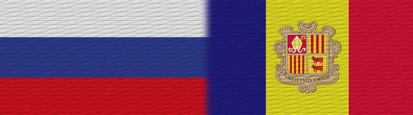Andorra Rusland Fabric Texture Vlag Illustratie — Stockfoto