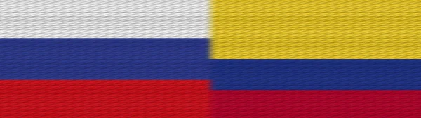 Colombia Rusia Tela Textura Bandera Ilustración — Foto de Stock