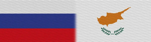 Cypern Och Ryssland Tyg Textur Flagga Illustration — Stockfoto
