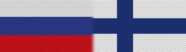 Finlandiya Rusya Kumaş Doku Bayrağı Görüntü — Stok fotoğraf
