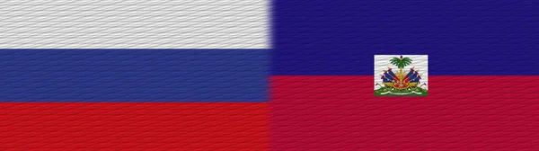 Haiti Russia Fabric Texture Flag Illustration — стокове фото