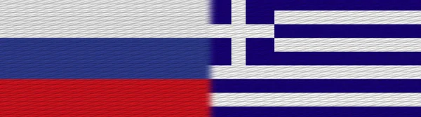 Řecko Rusko Fabric Texture Flag Illustration — Stock fotografie