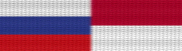 Indonézia Oroszország Szövet Textúra Zászló Illusztráció — Stock Fotó