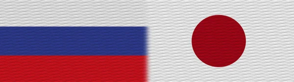 Japan Russia Fabric Texture Flag Illustration — Stock Photo, Image