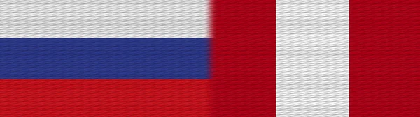 Peru Rússia Tela Textura Bandeira Ilustração — Fotografia de Stock