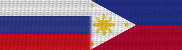 Filipinler Rusya Kumaş Doku Bayrağı Görüntü — Stok fotoğraf