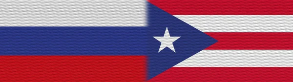 Puerto Rico Russia Fabric Texture Flag Illustration — стокове фото