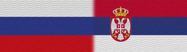 Sérvia Rússia Tecido Textura Bandeira Ilustração — Fotografia de Stock