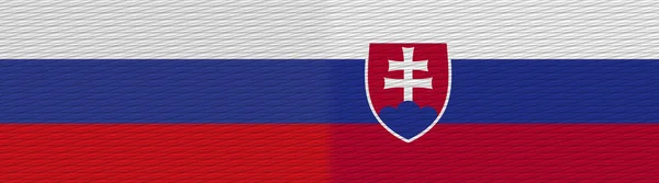Slowakije Rusland Fabric Texture Flag Illustratie — Stockfoto