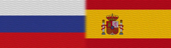 Espanha Rússia Tecido Textura Bandeira Ilustração — Fotografia de Stock