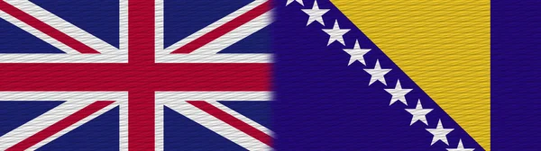 波斯尼亚和黑塞哥维那和大不列颠及北爱尔兰联合王国织物纹理旗3D画图 — 图库照片