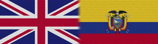 Equador Reino Unido Grã Bretanha Tecido Textura Bandeira Ilustração — Fotografia de Stock