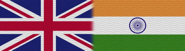 インドとイギリスイギリスファブリックテクスチャフラグ3Dイラスト — ストック写真