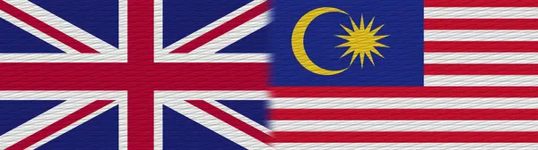 Malaysia Och Storbritannien Storbritannien Tyg Textur Flagga Illustration — Stockfoto