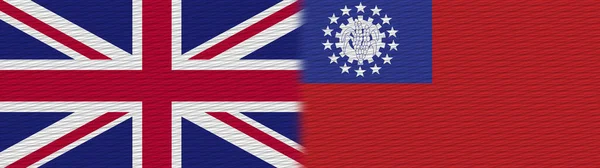 Myanmar Birma Verenigd Koninkrijk British Britain Fabric Texture Flag Illustration — Stockfoto