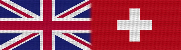 Svájc Egyesült Királyság British Britain Fabric Texture Zászló Illusztráció — Stock Fotó