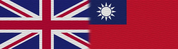 Taiwan Reino Unido Britânico Grã Bretanha Tecido Textura Bandeira Ilustração — Fotografia de Stock