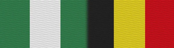 Belgium Nigeria Nigerian Fabric Texture Flag Illustration — стокове фото