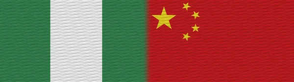 China and Nigeria Nigerian Fabric Texture Flag  3D Illustration