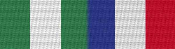 Francia Nigeria Tela Nigeriana Bandera Textura Ilustración — Foto de Stock