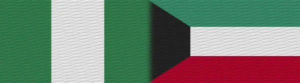 Kuwait and Nigeria Nigerian Fabric Texture Flag  3D Illustration