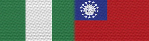 미얀마와 나이지리아 Fabric Texture Flag Illustration — 스톡 사진