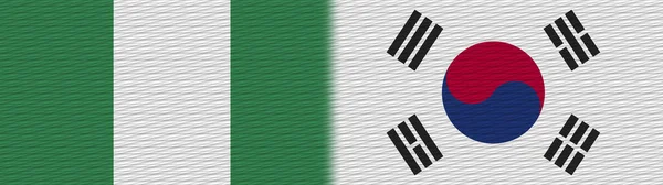 South Korea and Nigeria Nigerian Fabric Texture Flag  3D Illustration