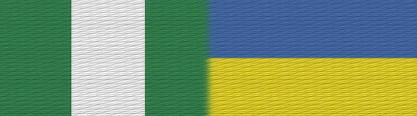 Ukraine and Nigeria Nigerian Fabric Texture Flag  3D Illustration