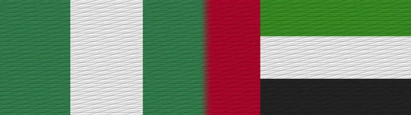 United Arap Emirates and Nigeria Nigerian Fabric Texture Flag  3D Illustration
