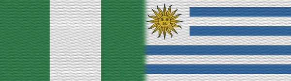 Uruguay ve Nijerya Kumaş Doku Bayrağı 3D Görüntü