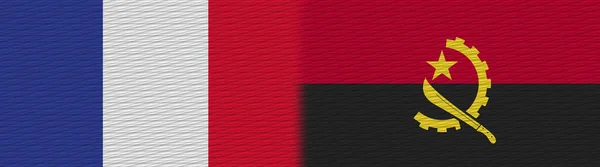 Bandeira Textura Tecido Angola França Ilustração — Fotografia de Stock