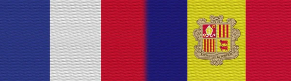 Andorra Francia Tela Textura Bandera Ilustración —  Fotos de Stock
