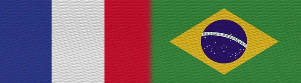Brezilya Fransa Kumaş Doku Bayrağı Görüntü — Stok fotoğraf