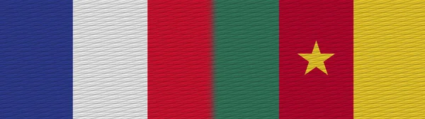 Camerún Francia Tela Textura Bandera Ilustración — Foto de Stock