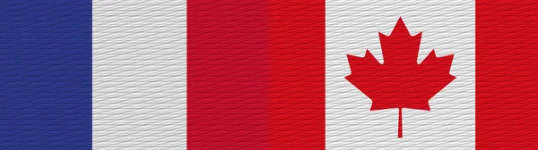 Canada Frankrijk Fabric Texture Flag Illustratie — Stockfoto