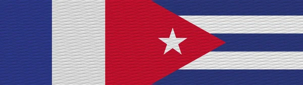 Cuba França Tela Textura Bandeira Ilustração — Fotografia de Stock