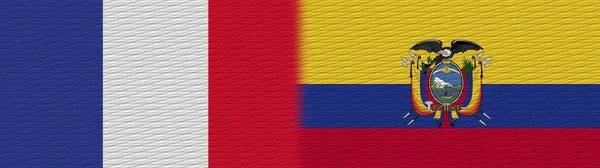 Ecuador Och Frankrike Tyg Textur Flagga Illustration — Stockfoto