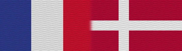 Denmark France Fabric Texture Flag Illustration — Stock Photo, Image