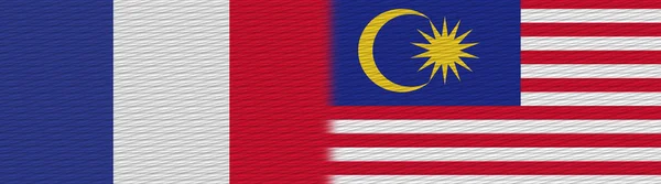 Malaysia France Fabric Texture Flag Illustration — 스톡 사진