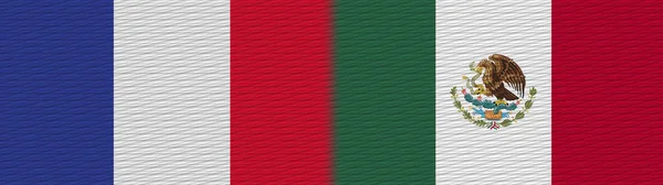 Mexico France Fabric Texture Flag Illustration — Stock Photo, Image