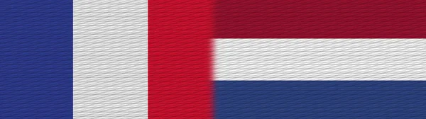 Nederländerna Och Frankrike Tyg Textur Flagga Illustration — Stockfoto
