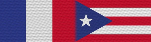 Porto Rico França Tecido Textura Bandeira Ilustração — Fotografia de Stock