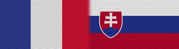 슬로바키아와 프랑스 Fabric Texture Flag Illustration — 스톡 사진