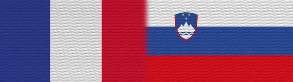 スロベニアとフランスファブリックテクスチャフラグ3Dイラスト — ストック写真