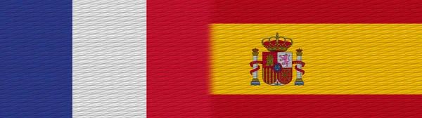 Spanien Och Frankrike Tyg Textur Flagga Illustration — Stockfoto