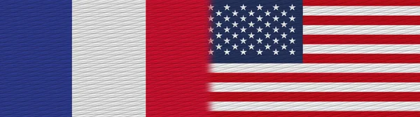 Estados Unidos América França Tela Textura Bandeira Ilustração — Fotografia de Stock