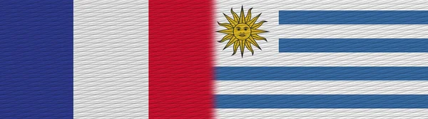 Uruguay Frankrijk Fabric Texture Flag Illustratie — Stockfoto